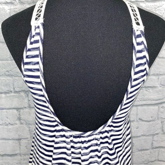 Hazel 100% cotton striped dress with lace size medium women - Picture 7 of 13